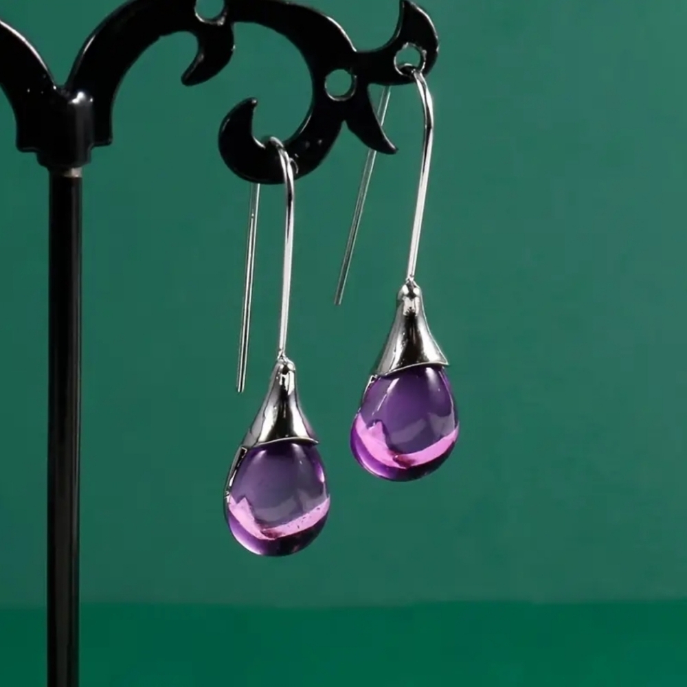 REDUCED!!! Oval cut gemstone hook drop earrings 925 plated